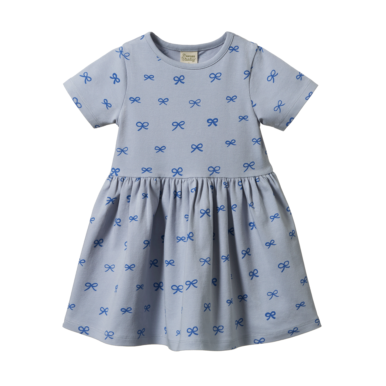 Nature Baby Saturday Dress - Ribbons Zen Blue Print