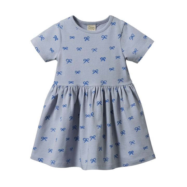 Nature Baby Saturday Dress - Ribbons Zen Blue Print