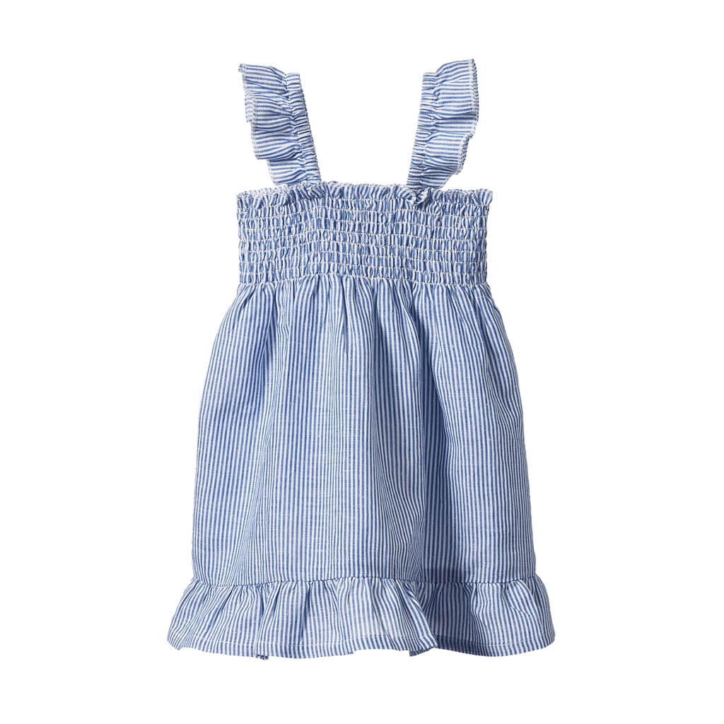 Nature Baby Gala Dress Linen - Blue Stripe