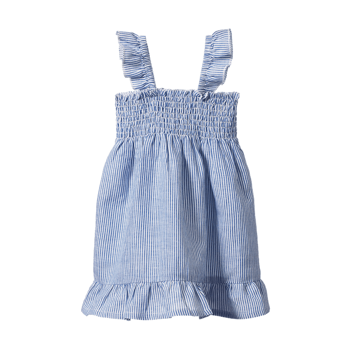 Nature Baby Gala Dress Linen - Blue Stripe