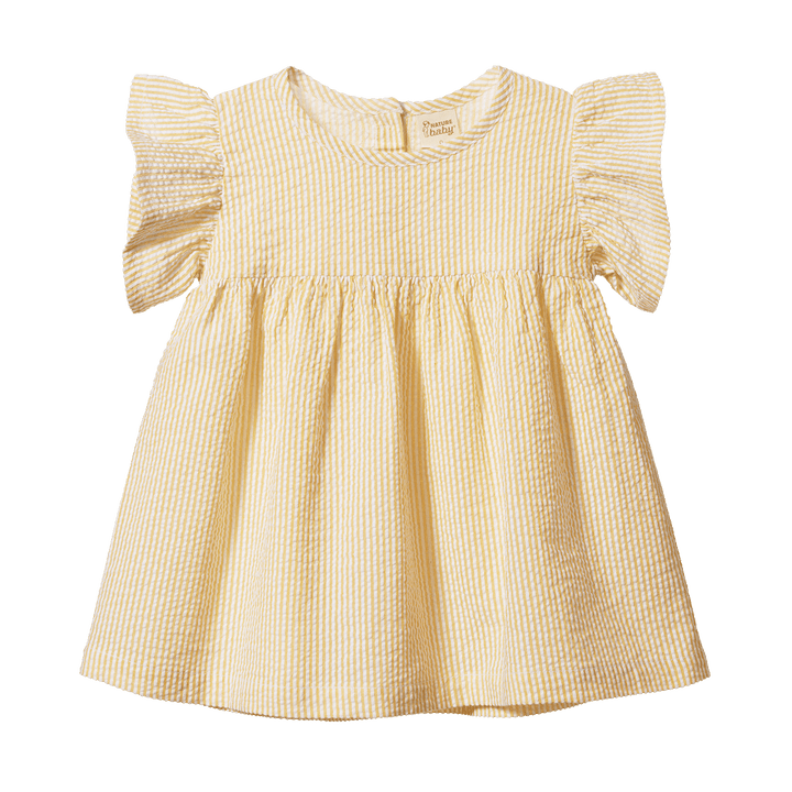 Nature Baby Bonnie Dress Seersucker - Golden Stripe