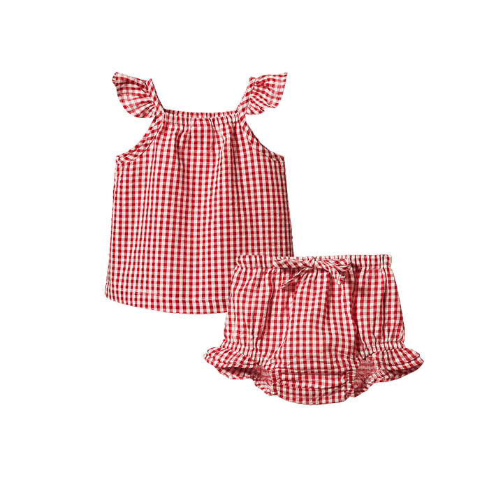 Nature Baby Petal Set Gingham - Red Check
