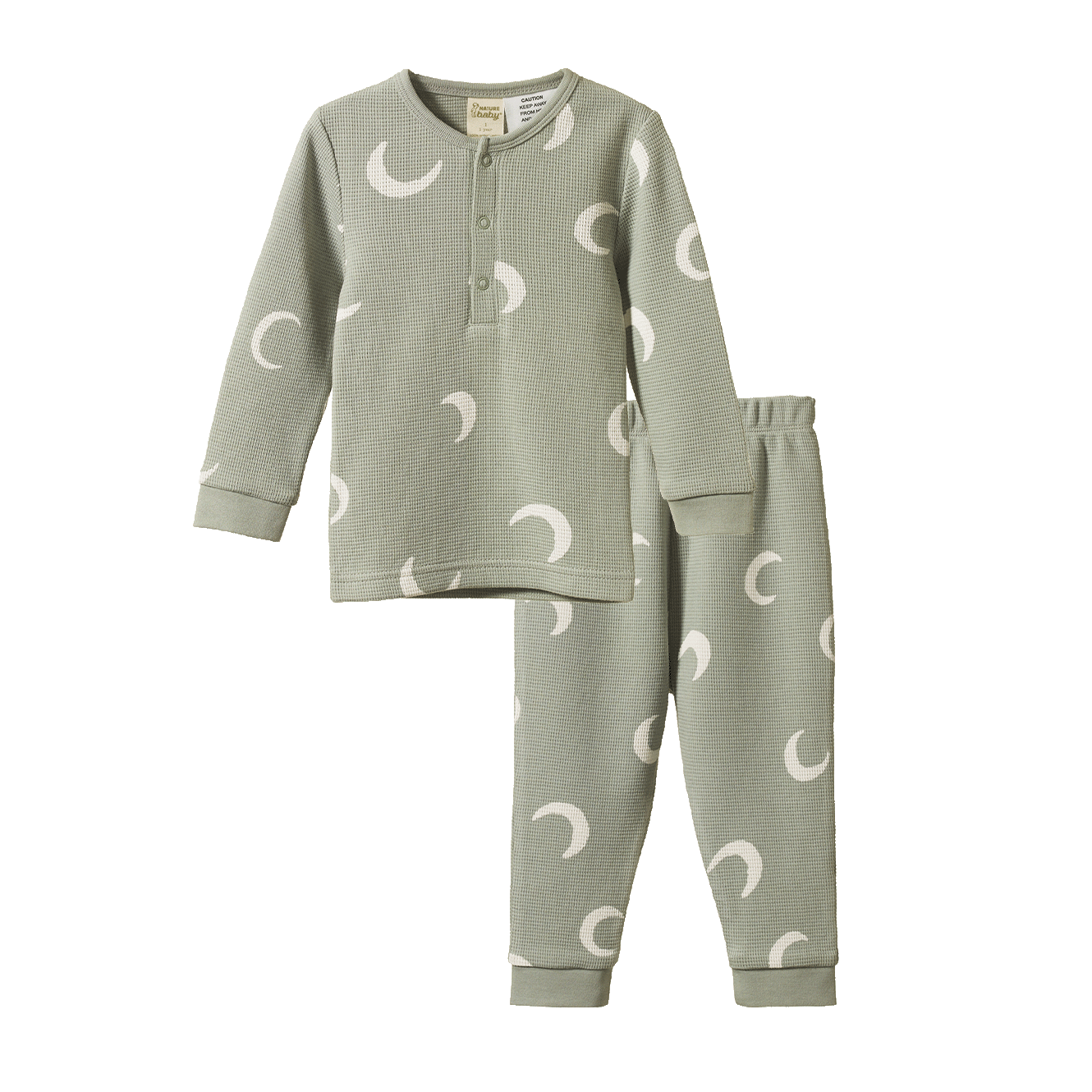 Long Sleeve Waffle Pyjamas - Crescent Print