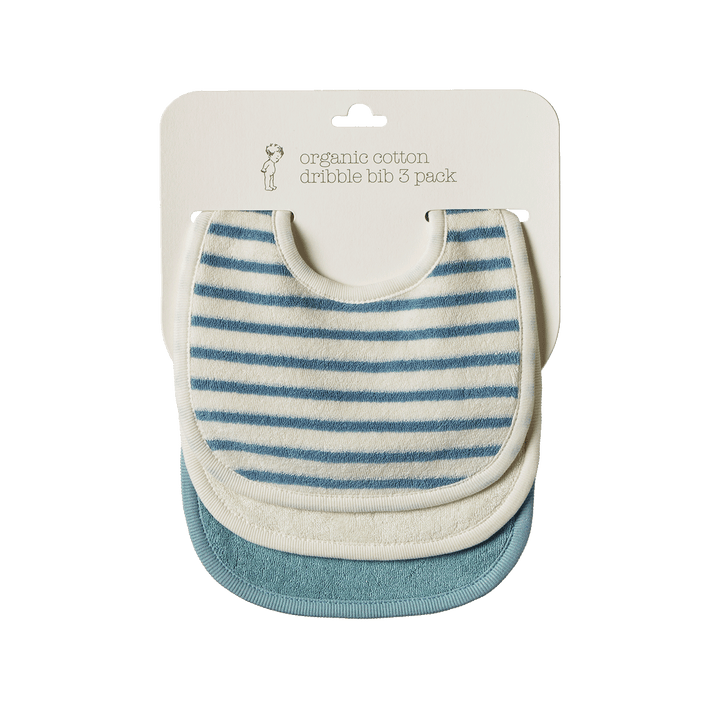 Nature Baby Dribble Bibs 3 Pack - Powder Blue/Natural