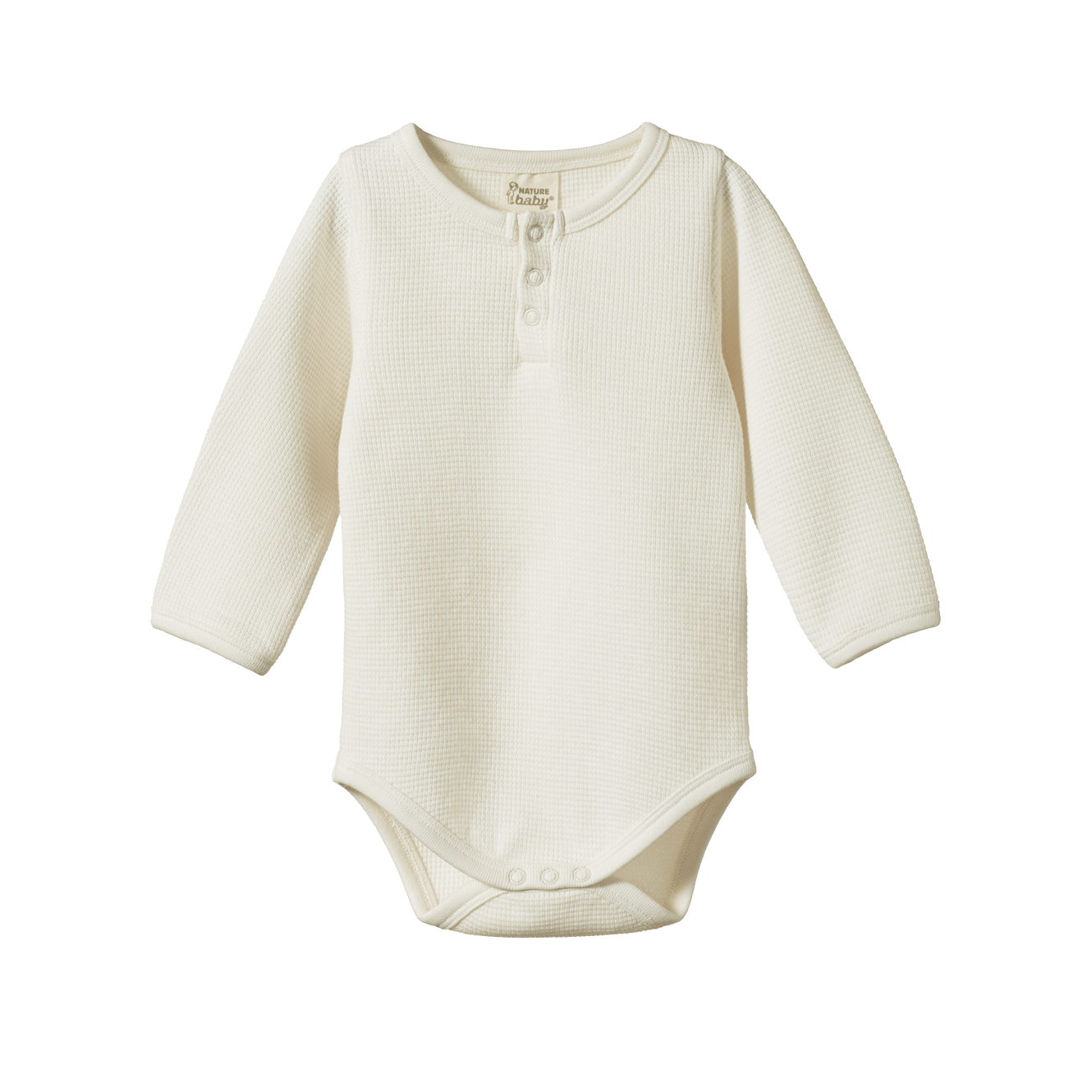 Nature Baby Henley Bodysuit Waffle - Natural