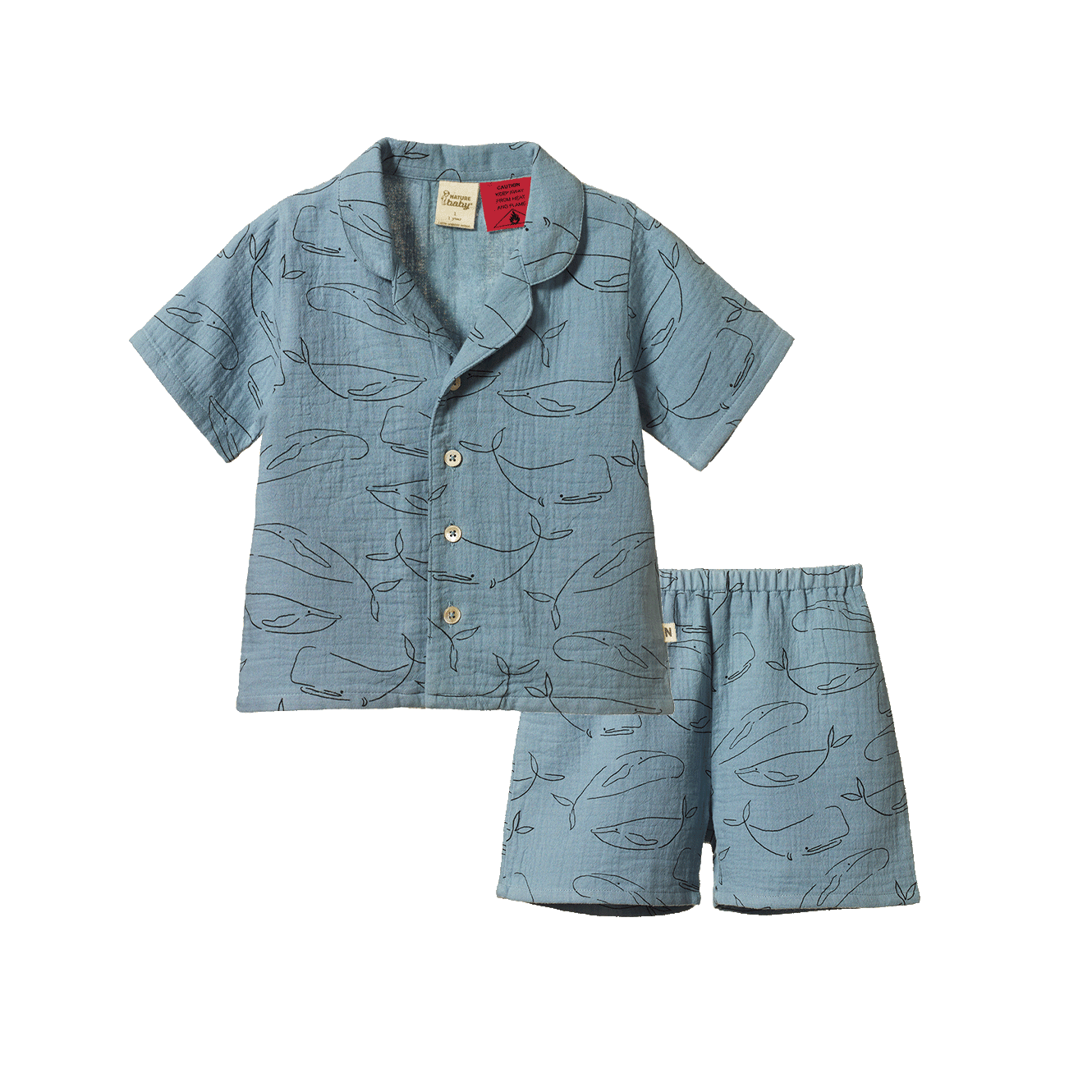 Nature Baby Seren Set Muslin - Blue Whale Print
