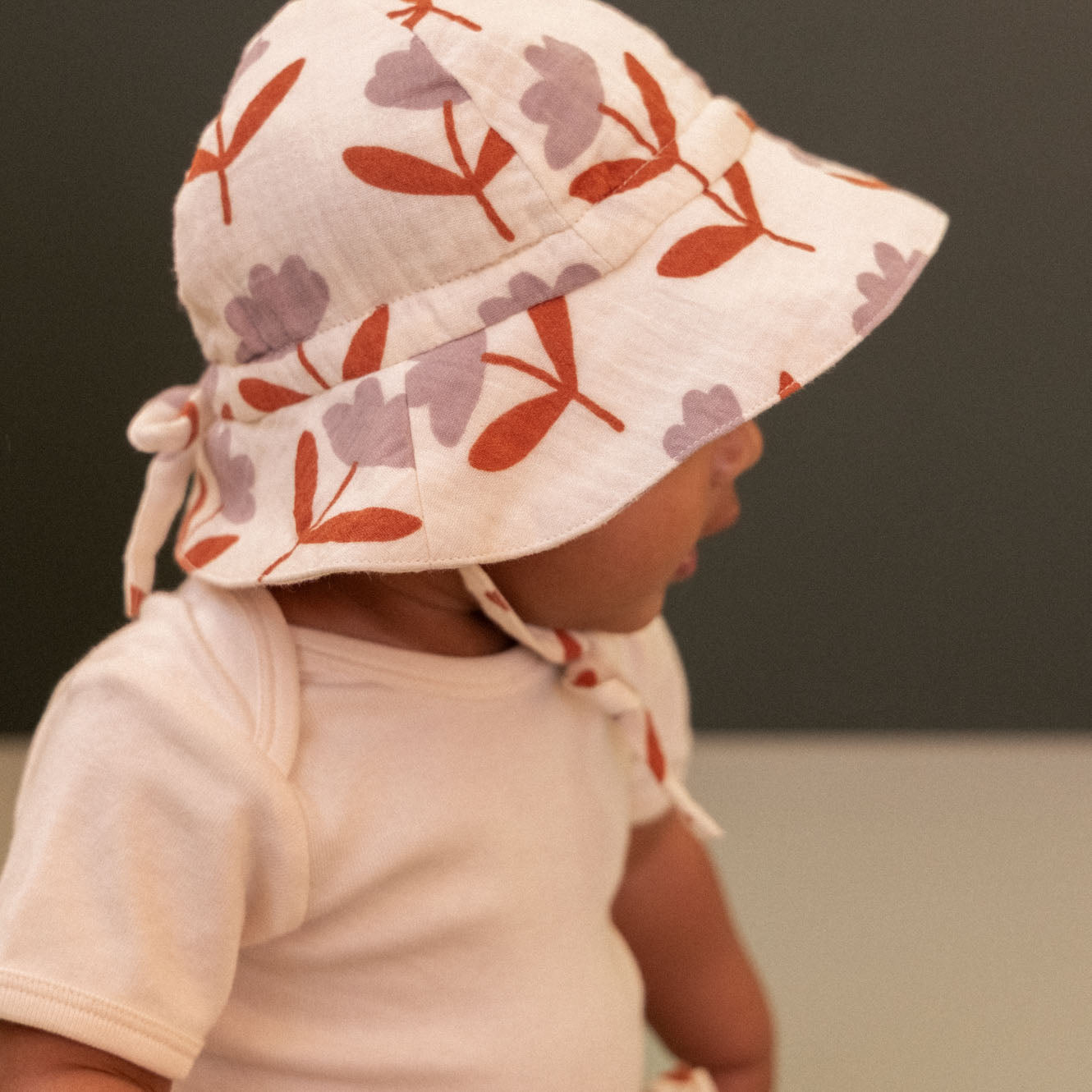 Crinkle Muslin Sunhat - Fleurette Print