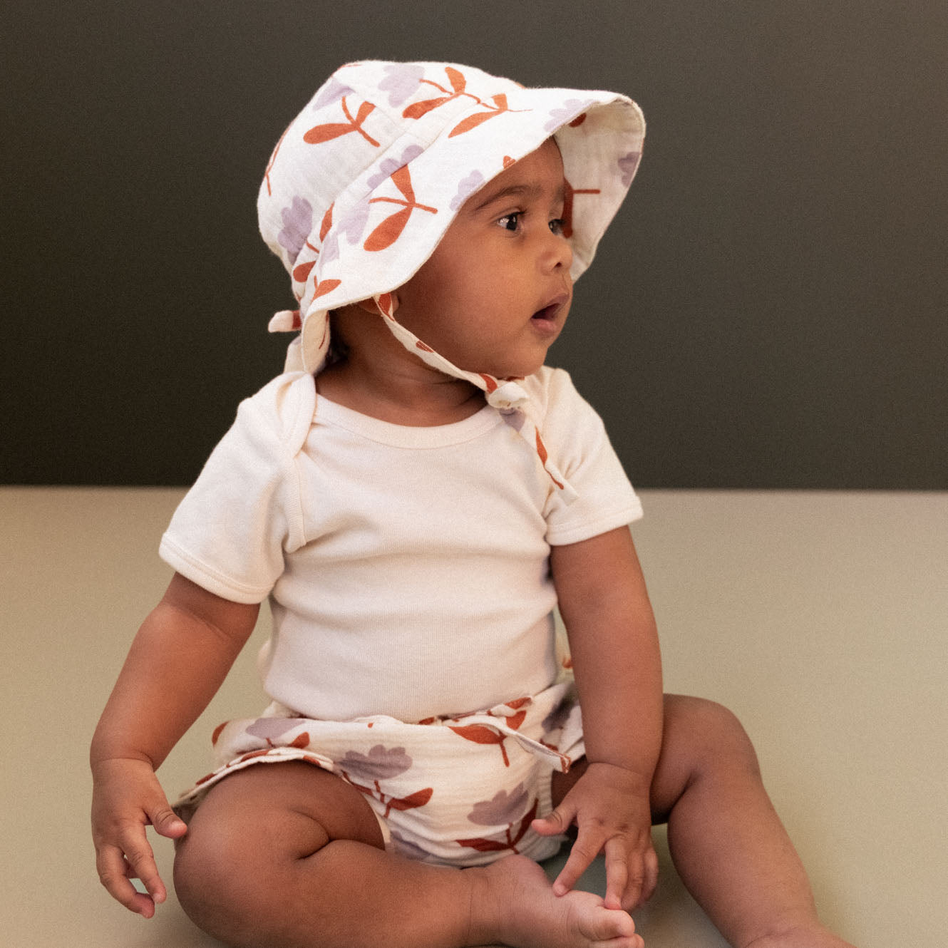 Crinkle Muslin Sunhat - Fleurette Print