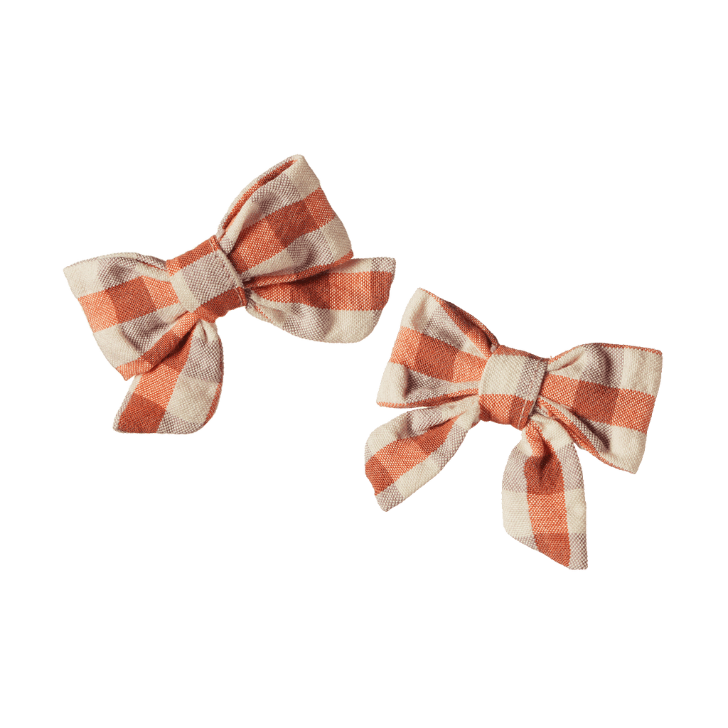 Bow Hair Clips - Dandelion Gingham
