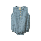Cedar Suit Muslin - Blue Whale Print
