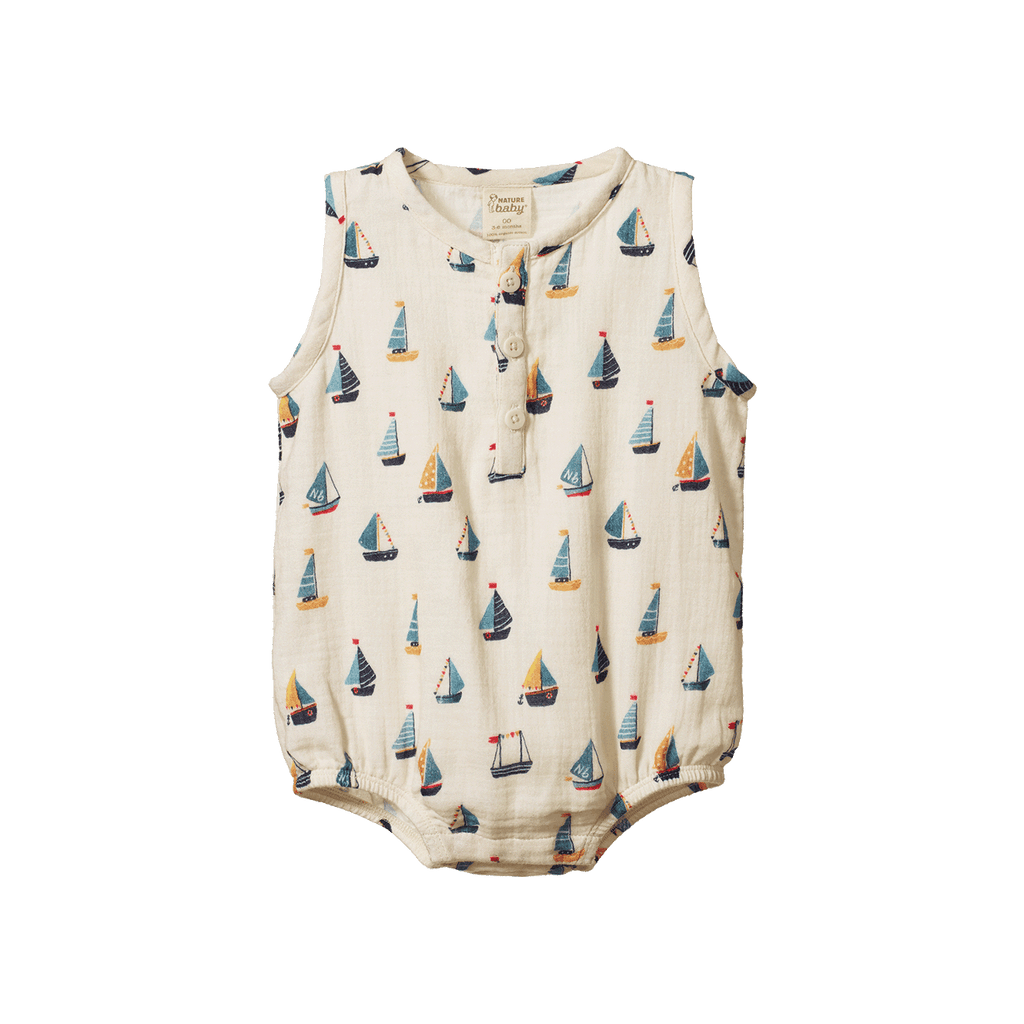 Nature Baby Cedar Suit Muslin - Regatta Print