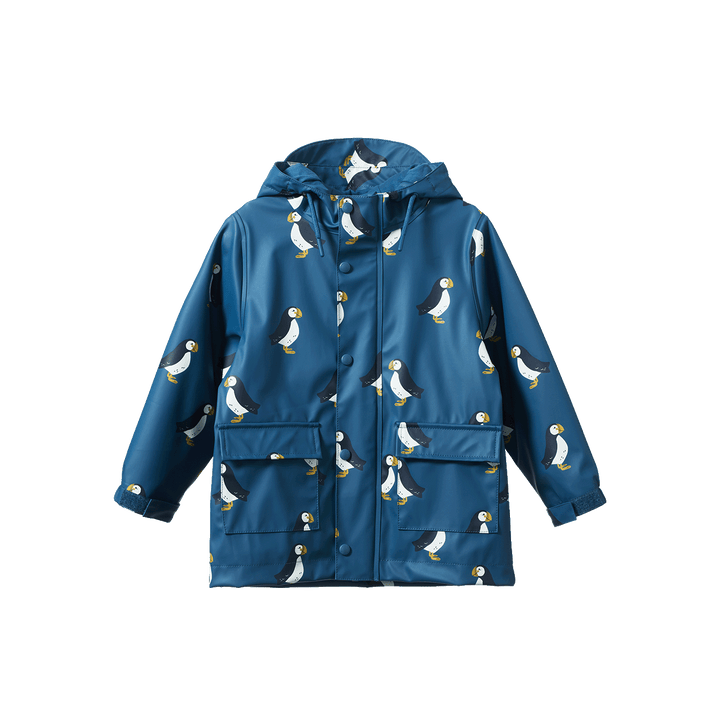 Nature Baby Raincoat - Puffin Teal Print