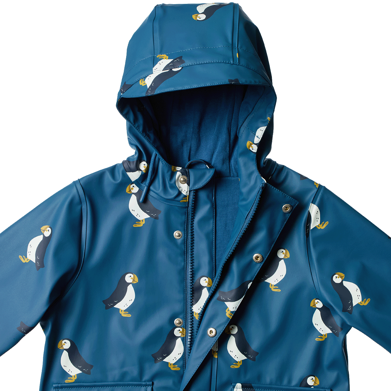 Nature Baby Raincoat - Puffin Teal Print