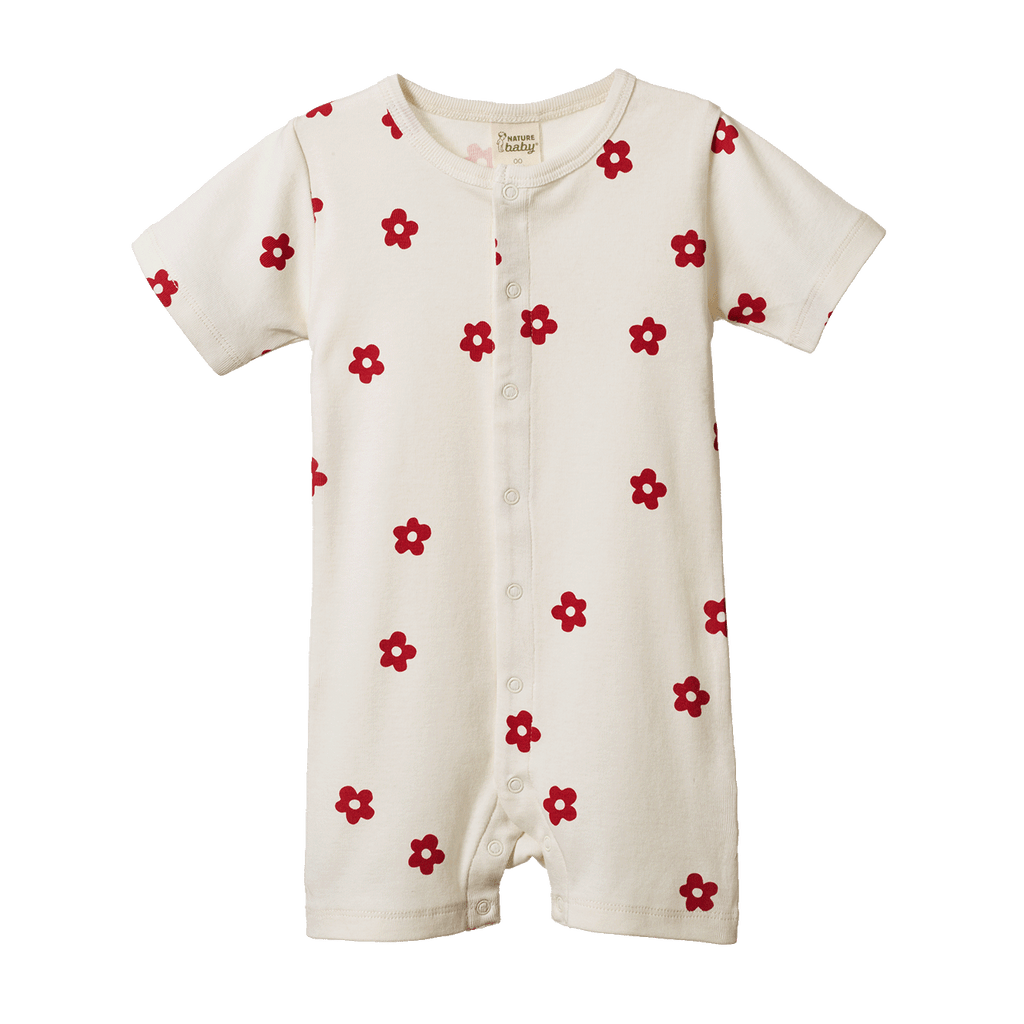 Nature Baby Summer Sleepy Suit - Flora Red Print