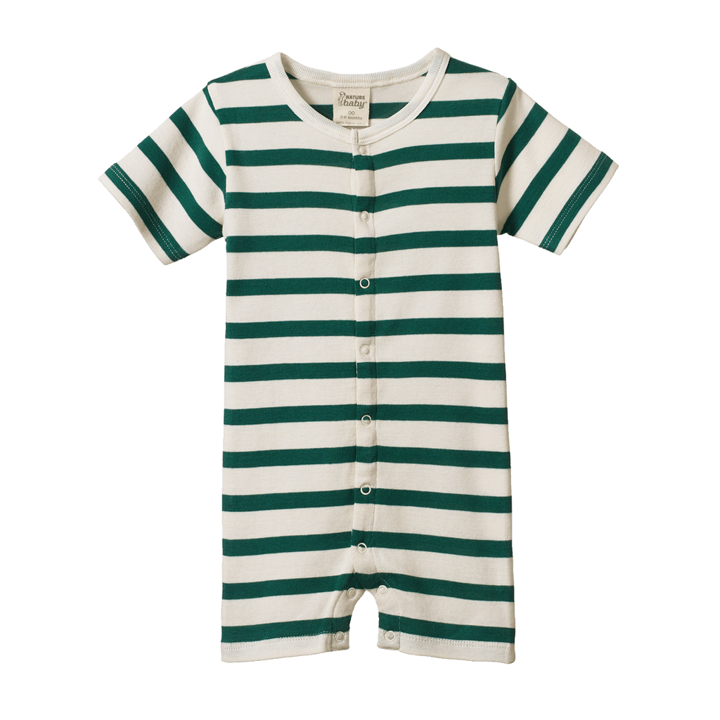 Nature Baby Summer Sleepy Suit - Peppermint Holiday Stripe