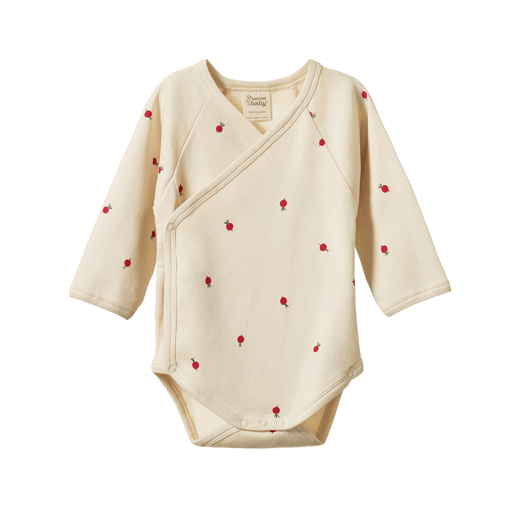Long Sleeve Kimono Bodysuit - Radish Print