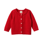 Piper Cardigan - Raspberry Red Pointelle