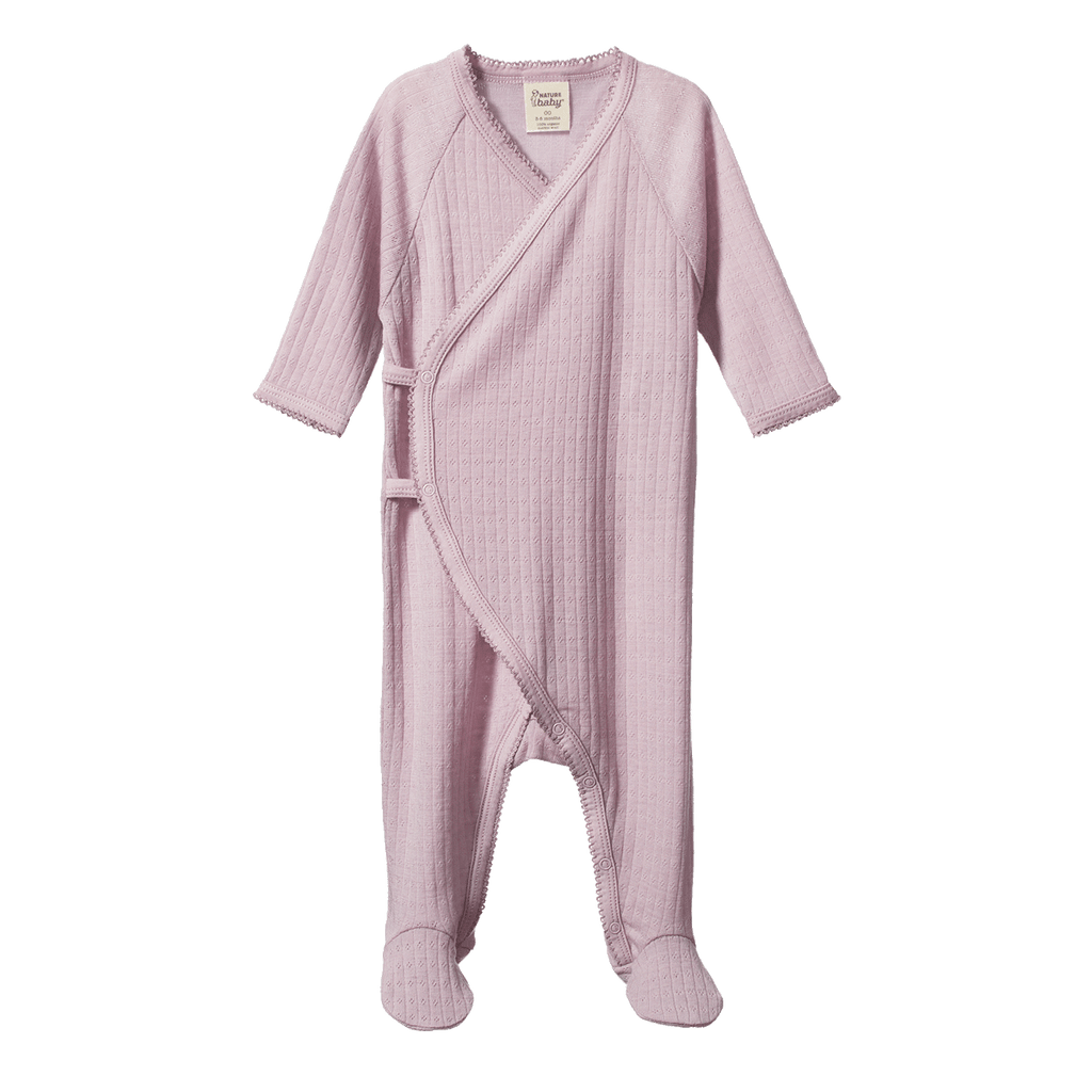 Nature Baby Merino Kimono Stretch & Grow Pointelle - Lilac