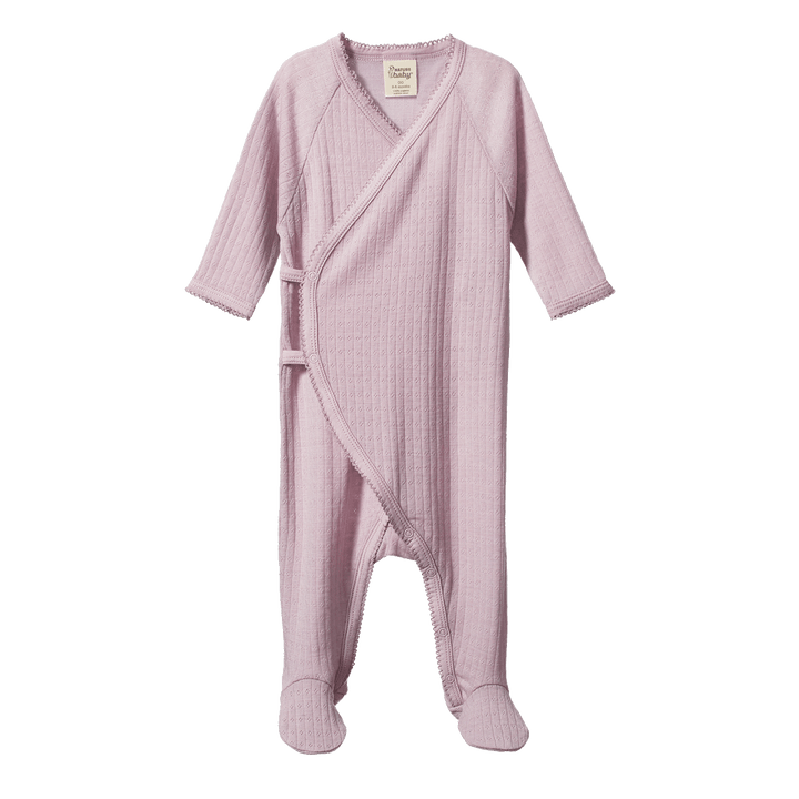 Nature Baby Merino Kimono Stretch & Grow Pointelle - Lilac