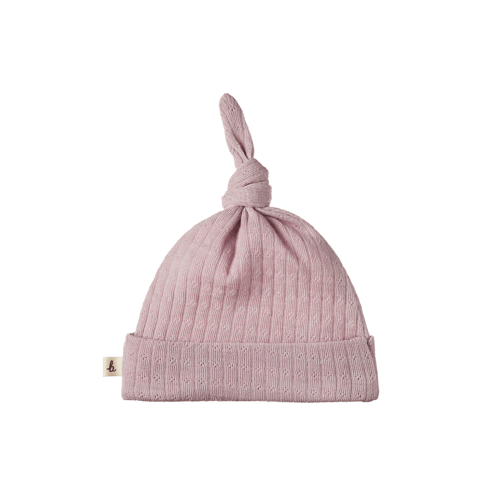 Merino Knotted Beanie Pointelle - Lilac