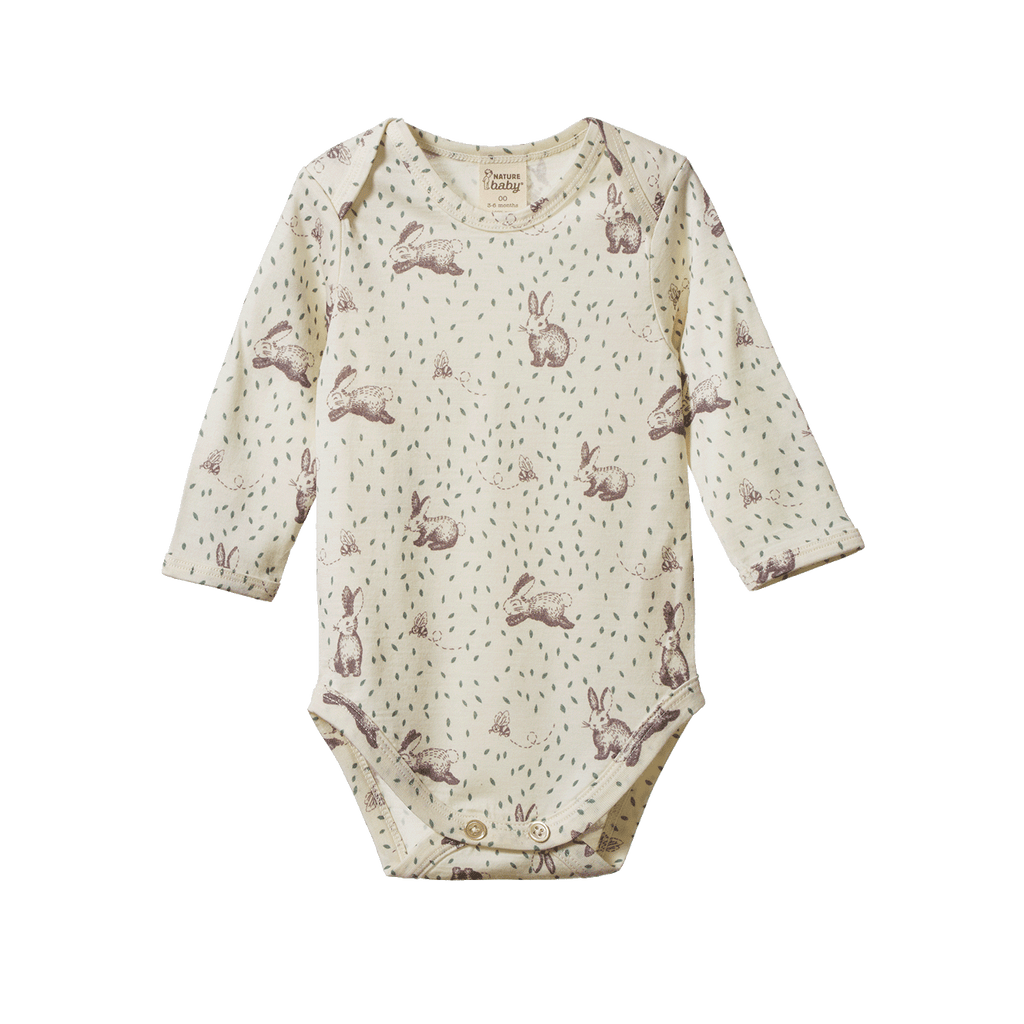 Nature Baby Long Sleeve Bodysuit - Rabbitty Print