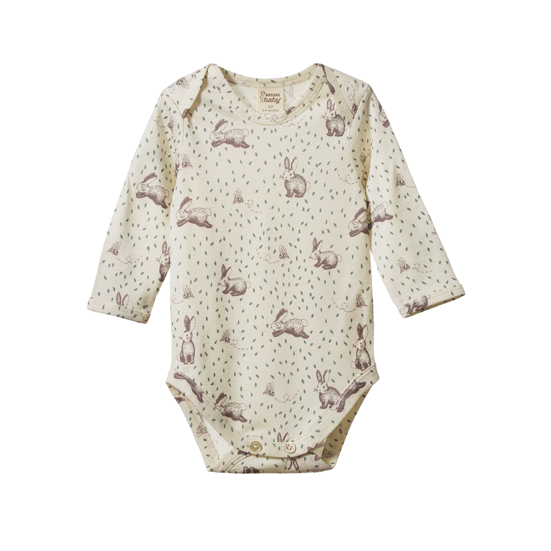 Nature Baby Long Sleeve Bodysuit - Rabbitty Print