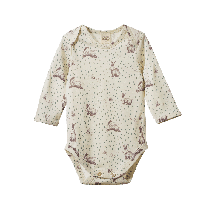 Nature Baby Long Sleeve Bodysuit - Rabbitty Print