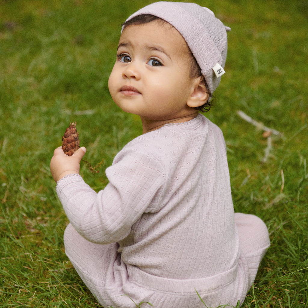 Nature Baby Merino Kimono Stretch & Grow Pointelle - Lilac