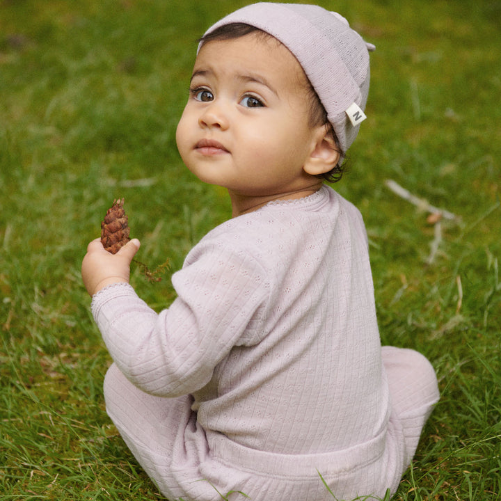 Nature Baby Merino Kimono Stretch & Grow Pointelle - Lilac