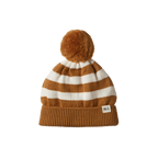 Alpine Pom Pom Beanie - Toffee Bold Stripe