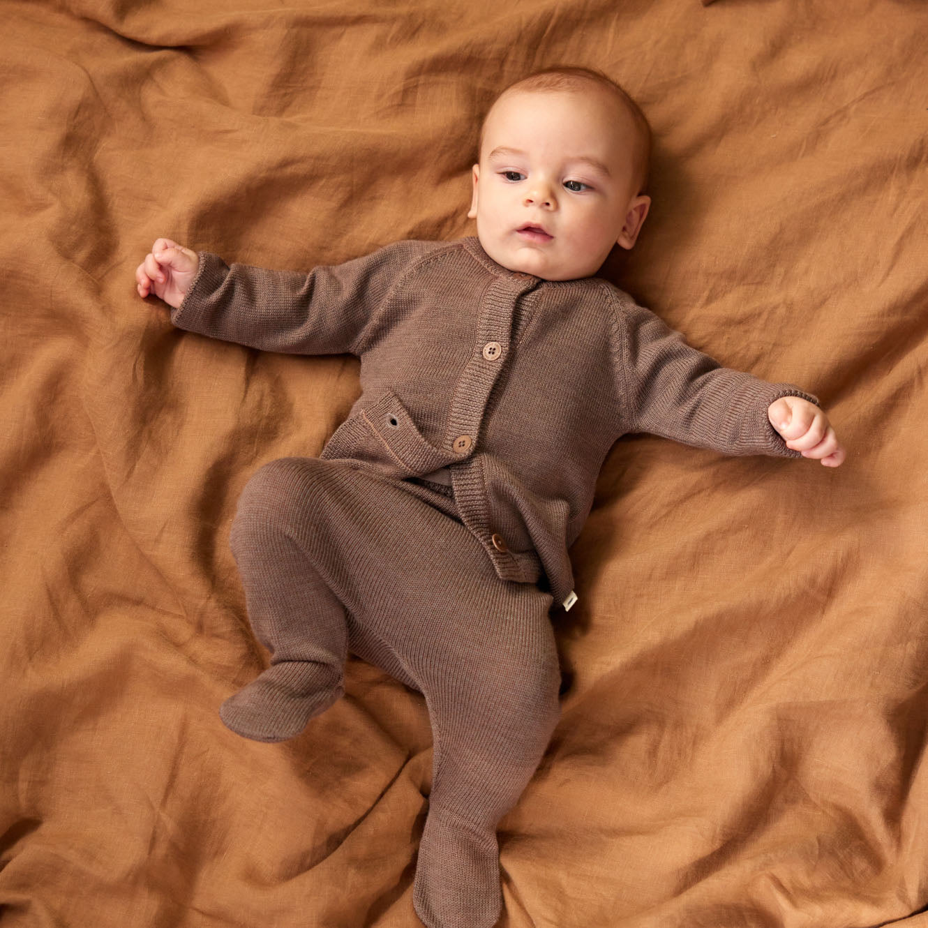 Nature Baby Merino Knit Footed Romper - Cub Marl