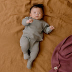 Merino Knit Footed Rompers - Sage