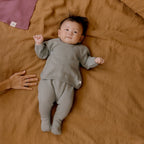 Merino Knit Footed Rompers - Sage