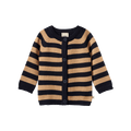Merino Knit Cardigan - Navy/Caramel Stripe
