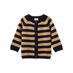 Merino Knit Cardigan - Navy/Caramel Stripe