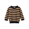 Merino Knit Pullover - Navy/Caramel Stripe