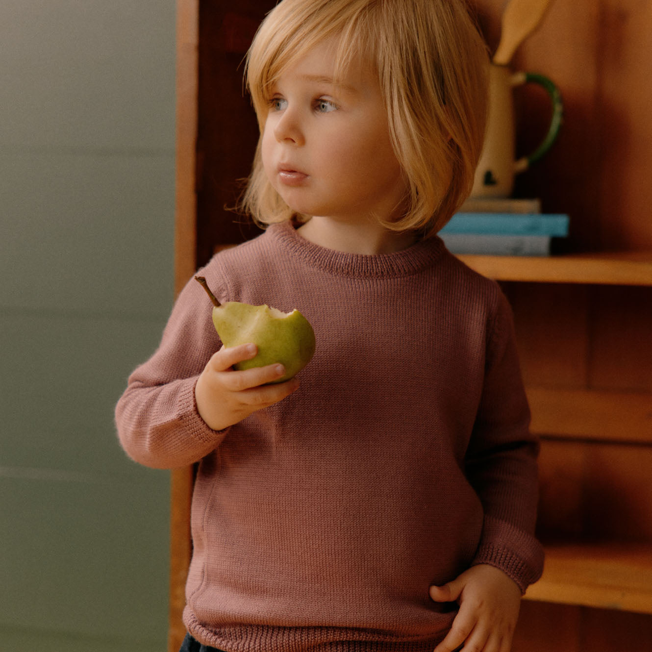 Merino Knit Pullover - Rhubarb