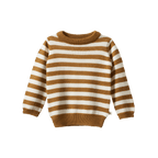 Merino Knit Pullover - Toffee Bold Stripe