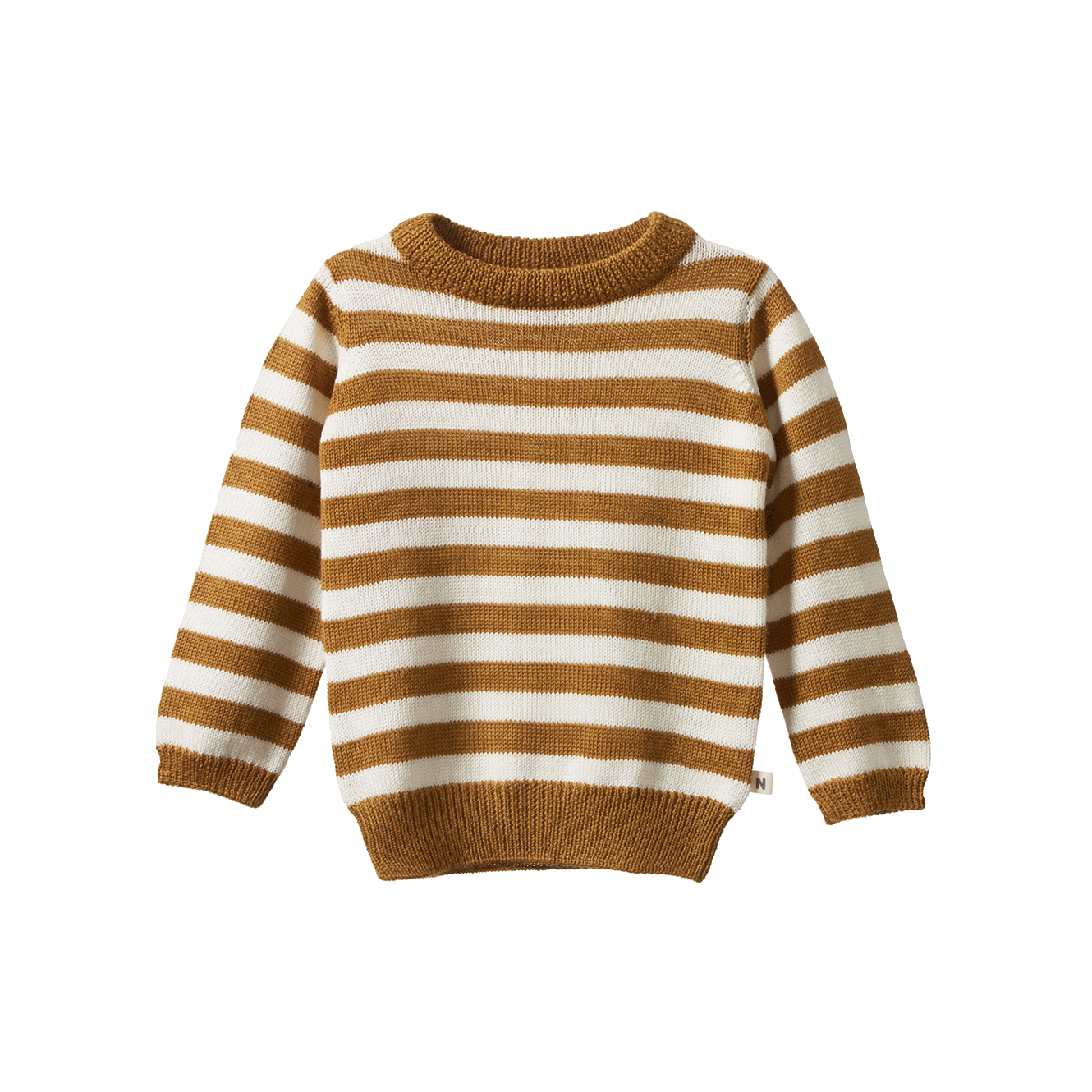 Nature Baby Merino Knit Pullover - Toffee Bold Stripe