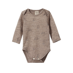 Merino Essentials Long Sleeve Bodysuit - Bramble Burrow Print Merino
