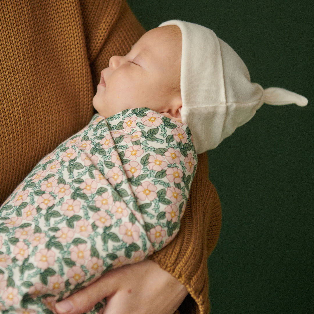 Nature Baby Merino Wool Knotted Beanie Pointelle - Natural