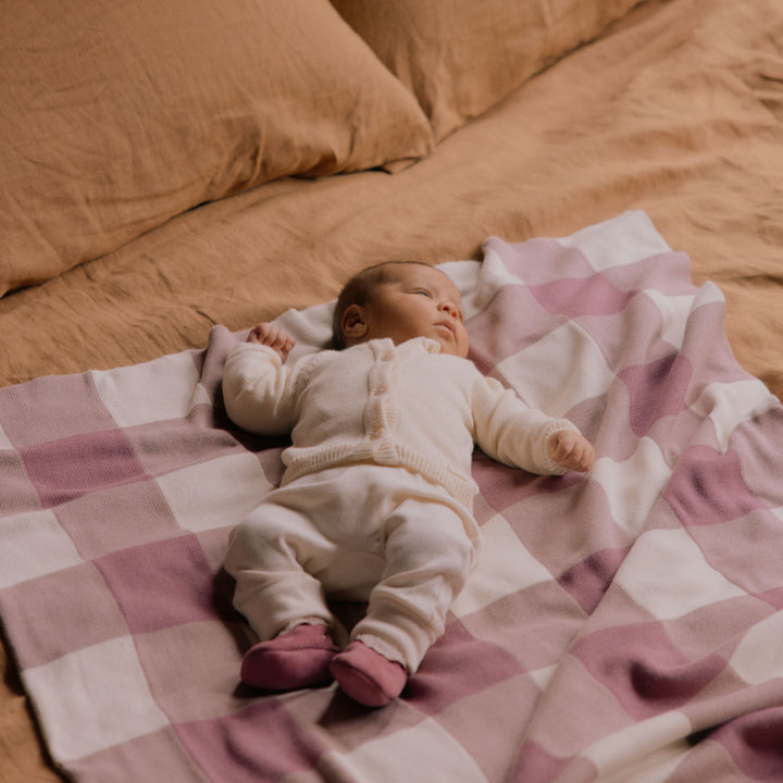 Nature Baby Dune Blanket - Rhubarb Check