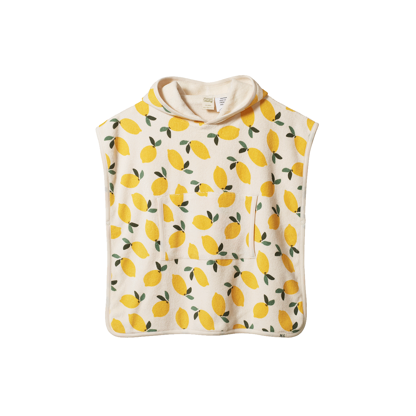 Nature Baby Org Cotton Poncho Towel - Lemon Print Terry