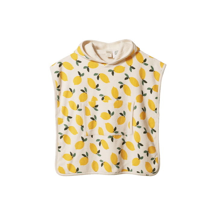 Nature Baby Org Cotton Poncho Towel - Lemon Print Terry