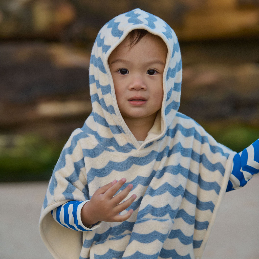 Poncho Towel - Waves Print