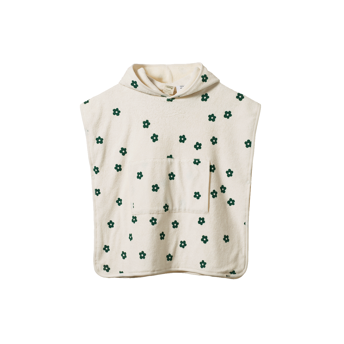 Nature Baby Org Cotton Poncho Towel - Flora Natural Print