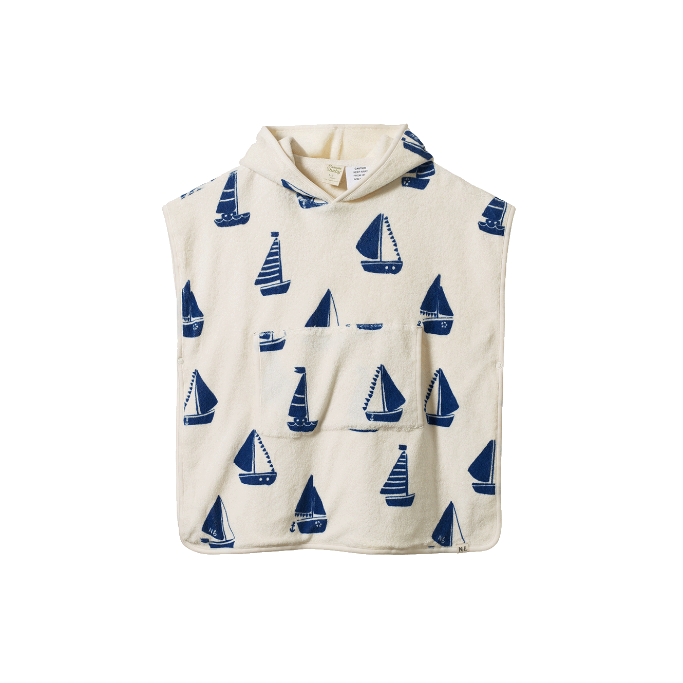 Nature Baby Org Cotton Poncho Towel - Regatta Print Terry