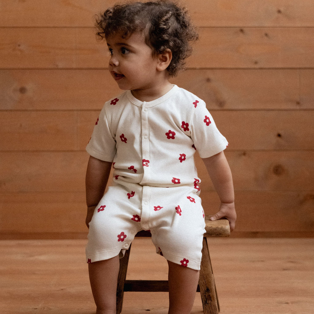 Nature Baby Summer Sleepy Suit - Flora Red Print