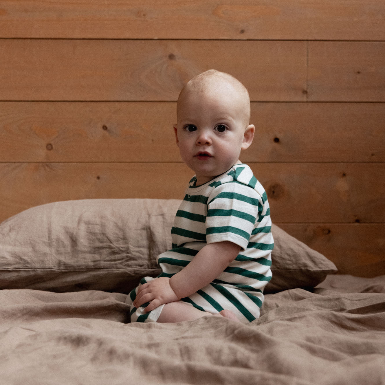 Nature Baby Shortie Pyjama Set - Peppermint Holiday Stripe