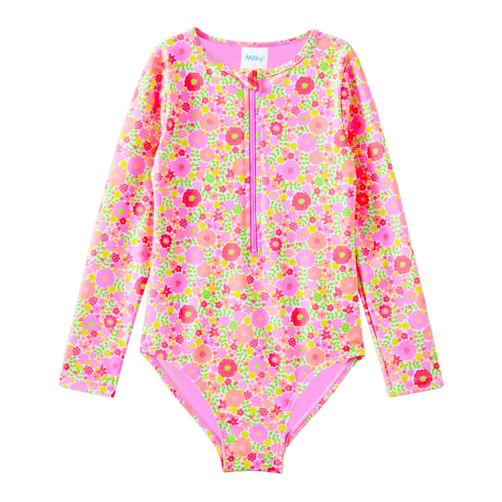 Neon Bloom Longsleeve Swimsuit